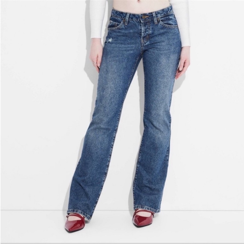 Wild Fable Low Rise Blue Multi Button Fly Bootcut Jeans Recycled Cotton Denim 12